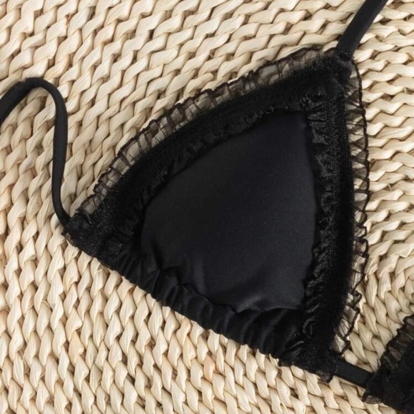 Black bikini top with black ruffles - Picture 2 of 2